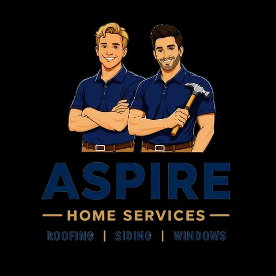 Aspire Logo with Two Workers Smiling